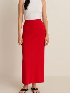 Michael Kors Pink Long Ribbed Midi Bodycon Stretchy Skirt Size S